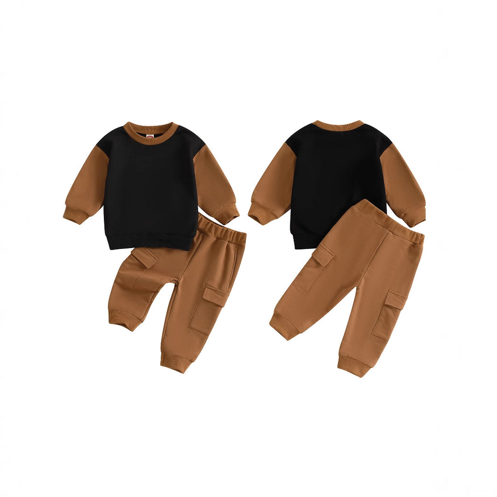 Boys Sporty Color-Block Long-Sleeve Hoodie Set