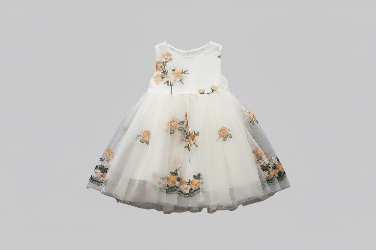 Girls' Cotton Embroidered Sling Sleeveless Dress - Kidnor