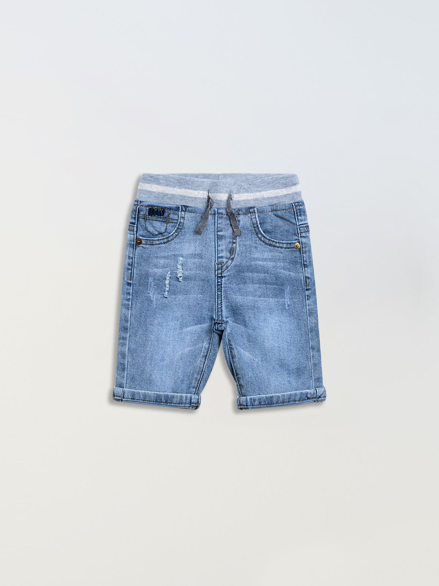 Summer Clothing Pants Shorts Boys Ribbed-waist Denim Mid-length Pants