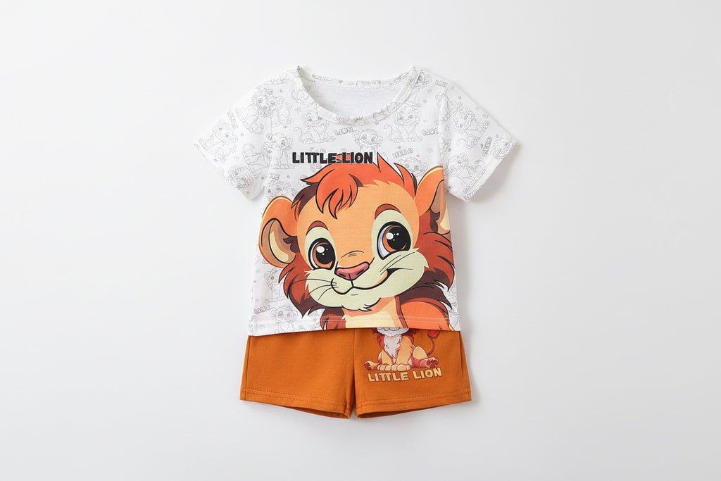 Small Stone Print And Suspender Pants Baby Clothing Two-piece Set