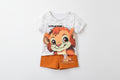 Small Stone Print And Suspender Pants Baby Clothing Two-piece Set