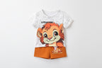 Small Stone Print And Suspender Pants Baby Clothing Two-piece Set