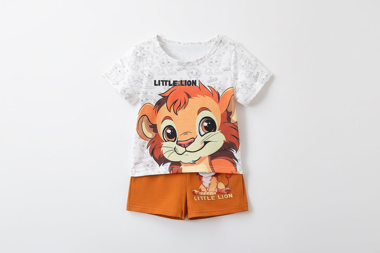 Small Stone Print And Suspender Pants Baby Clothing Two-piece Set