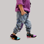 Children's Embroidered Trousers Plus Fleece Thick Pants