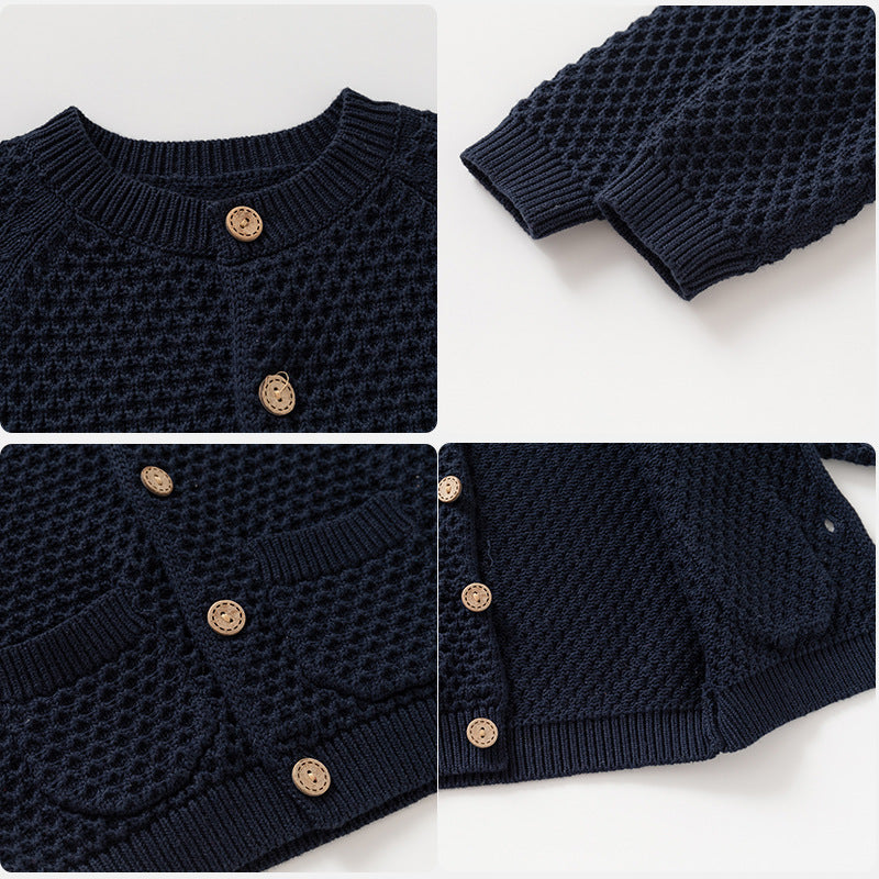 Boys' Fall Winter Coat Round Neck Sweater - Kidnor