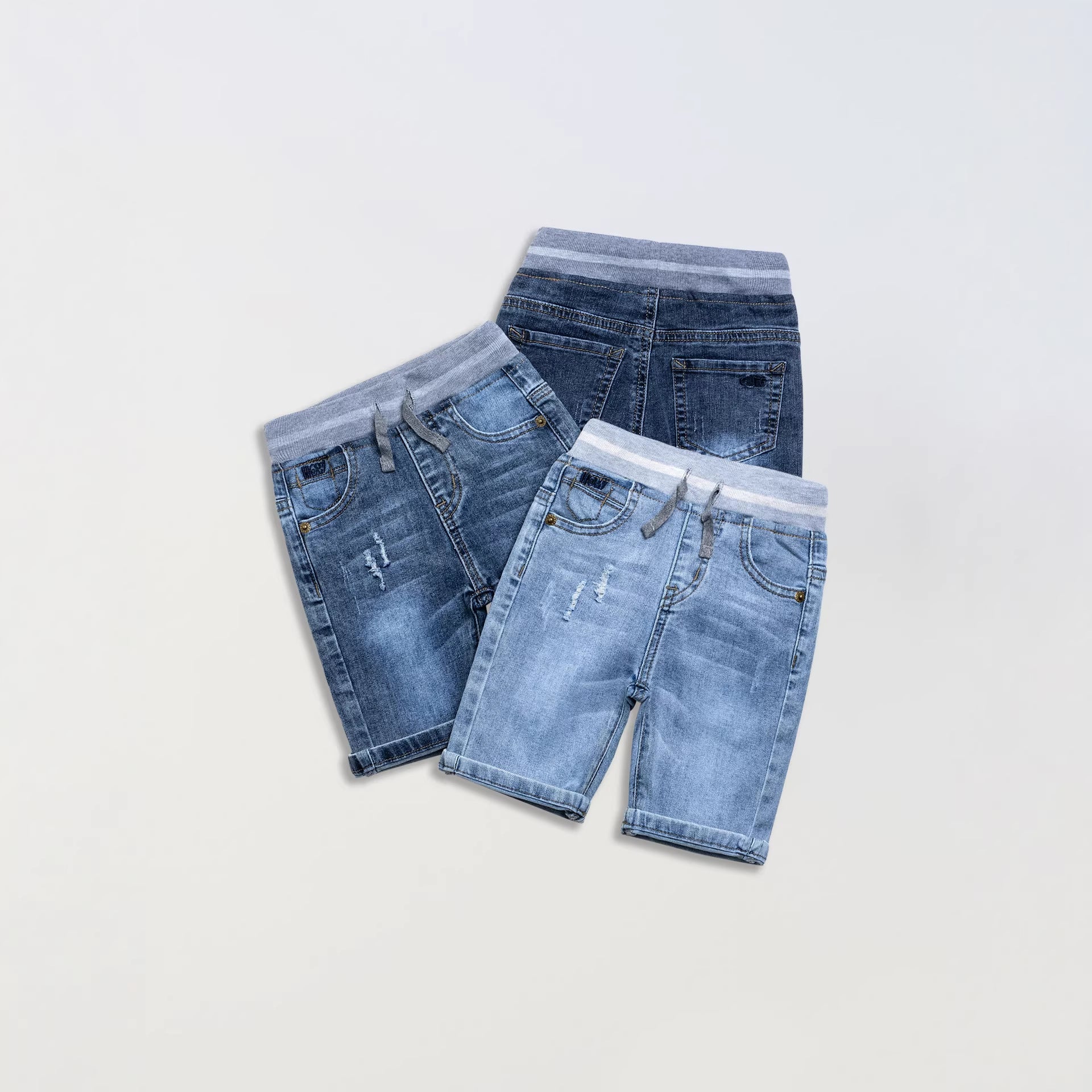 Summer Clothing Pants Shorts Boys Ribbed-waist Denim Mid-length Pants
