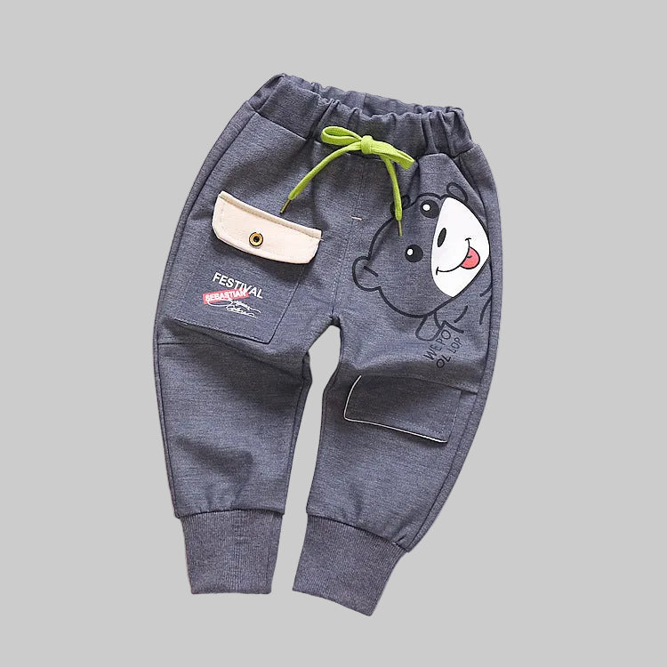 Boys' casual pants spring children's print bear trousers - Kidnor