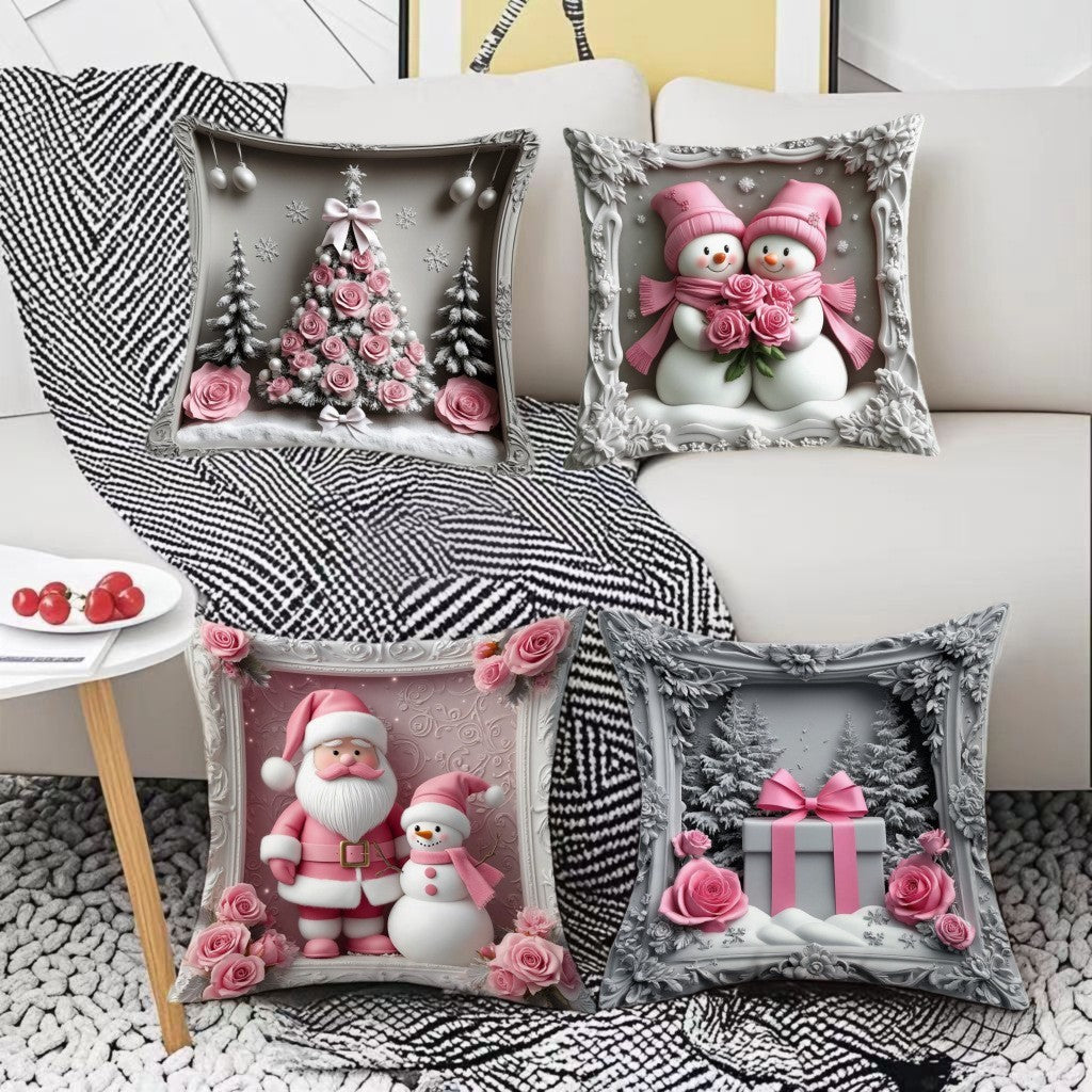 Christmas Festival Elk Rabbit Decorative Sofa Atmosphere Linen Cushion Cover