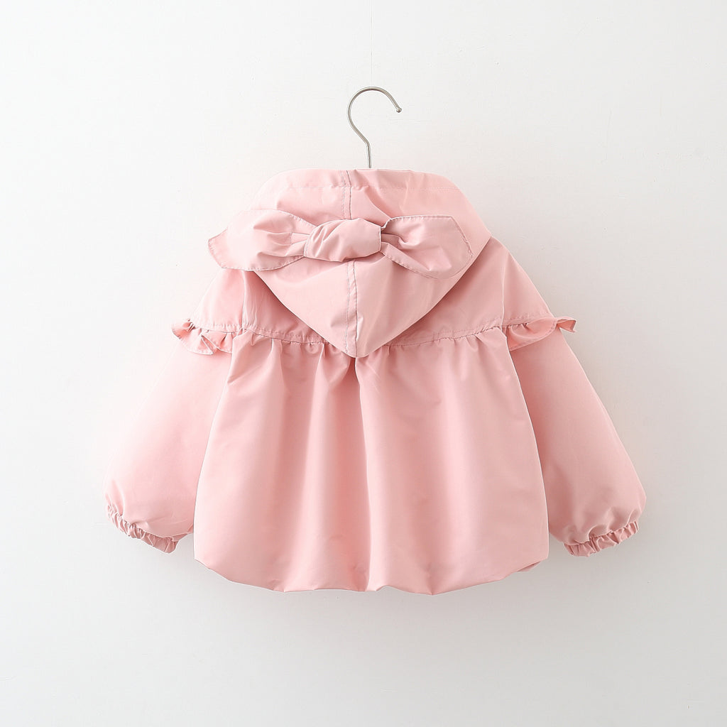 Children's Mid-length Love Hooded Trench Coat