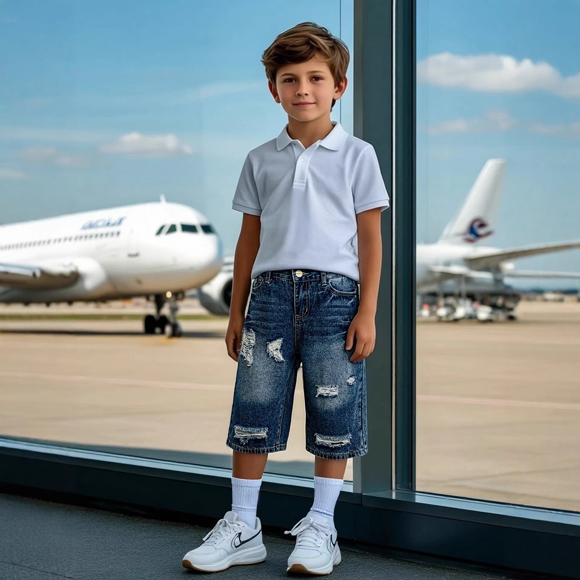 Washed Soft And Comfortable Boys Denim Shorts