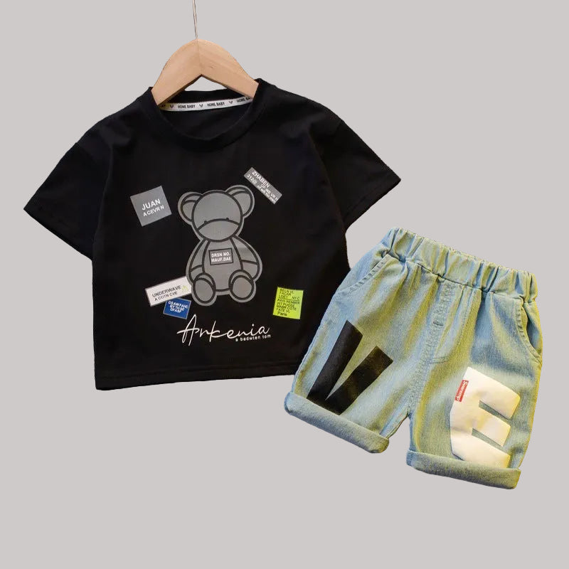 Summer New Cotton Baby Boy And Baby Girl Short-sleeved Shorts Two-piece Set