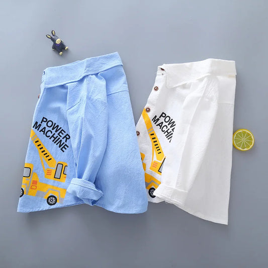 Boys' Gentleman Cotton Shirt - Formal Turn-Down Collar Tee for Kids