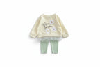 Baby Girl Embroidered Outfit Set - Lace Hem Top & Pants 2-Piece