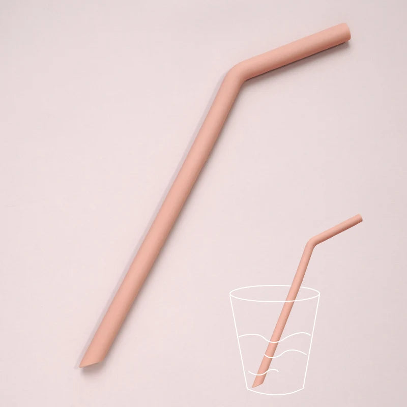 Baby Feeding Solid Color Reusable Silicone Straws Baby Food Grade Flexible Bent Straight Drinking Cup Straws Children Party Bar