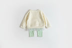 Baby Girl Embroidered Outfit Set - Lace Hem Top & Pants 2-Piece