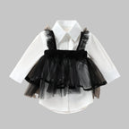 Girls Tulle Dress Blouse - Long Sleeve Fashion Top (1-6 Years)