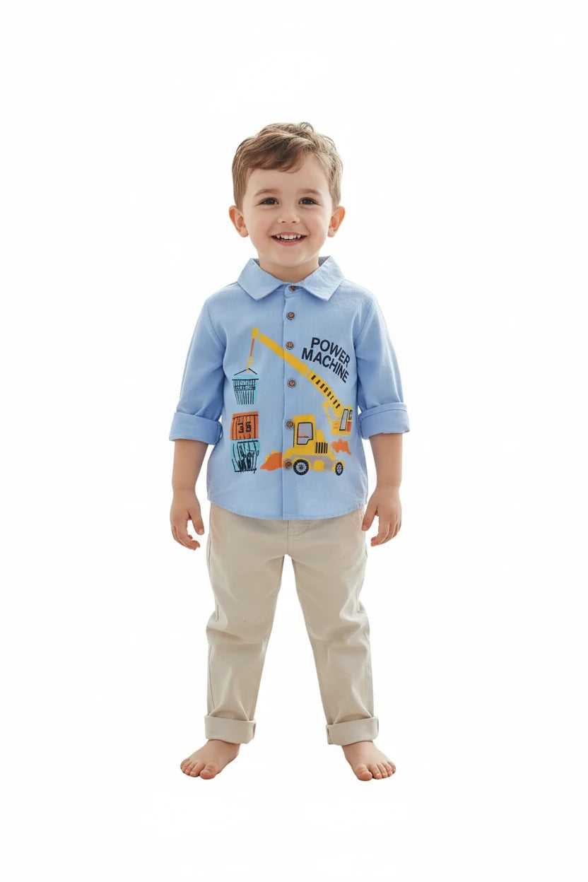 Boys' Gentleman Cotton Shirt - Formal Turn-Down Collar Tee for Kids