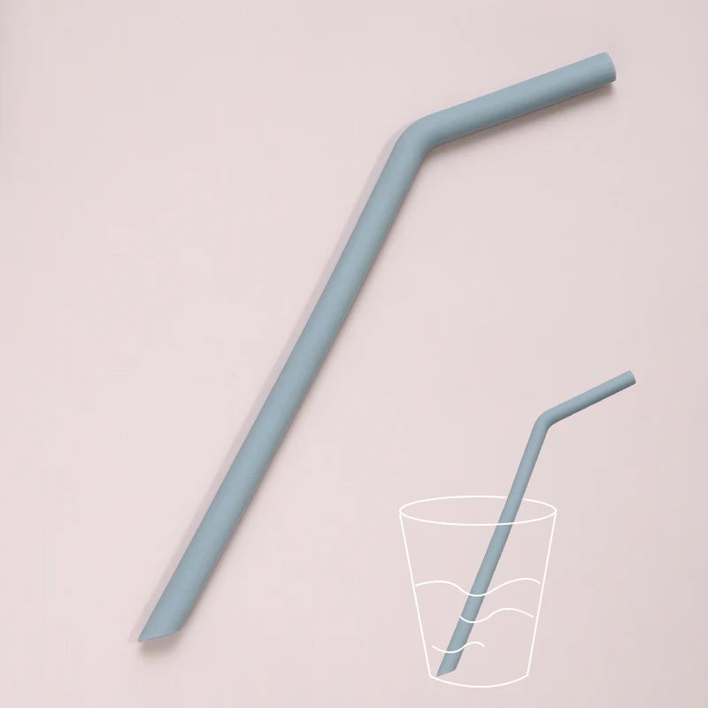 Baby Feeding Solid Color Reusable Silicone Straws Baby Food Grade Flexible Bent Straight Drinking Cup Straws Children Party Bar