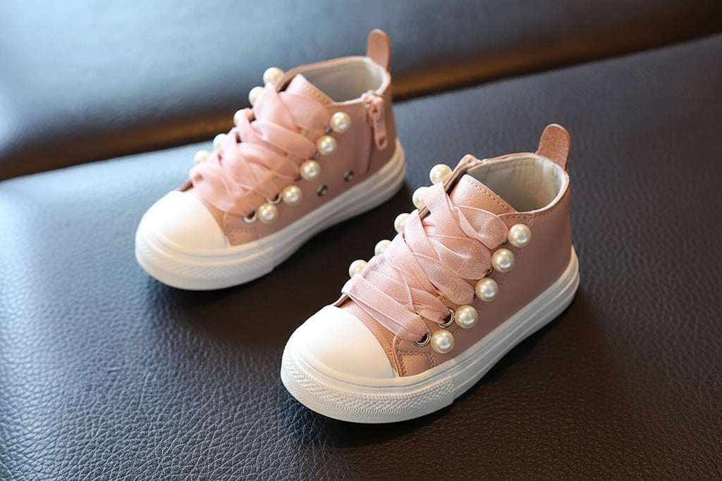 Girls' Princess shoes - Pearl & Rivet Design Waterproof Ankle shoes