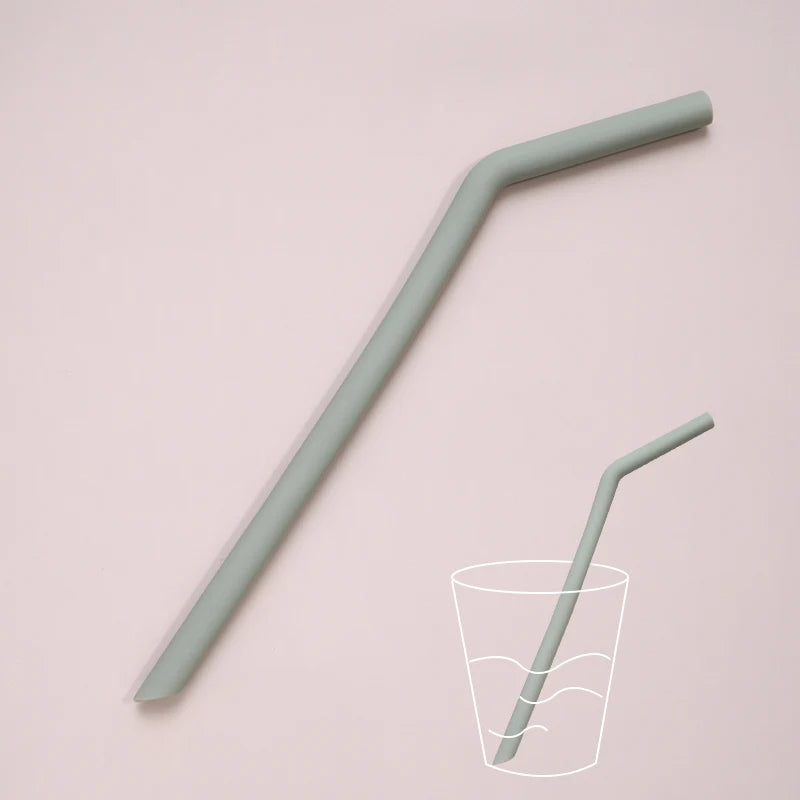 Baby Feeding Solid Color Reusable Silicone Straws Baby Food Grade Flexible Bent Straight Drinking Cup Straws Children Party Bar