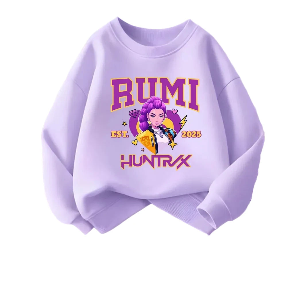 Girls' K-Pop Cartoon Sweatshirt - Long Sleeve Pullover Ages 0-10