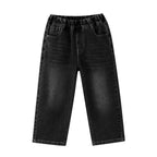 Kids Wide Leg Denim Jeans - Elastic Waist Straight Trousers (3-16 Years)