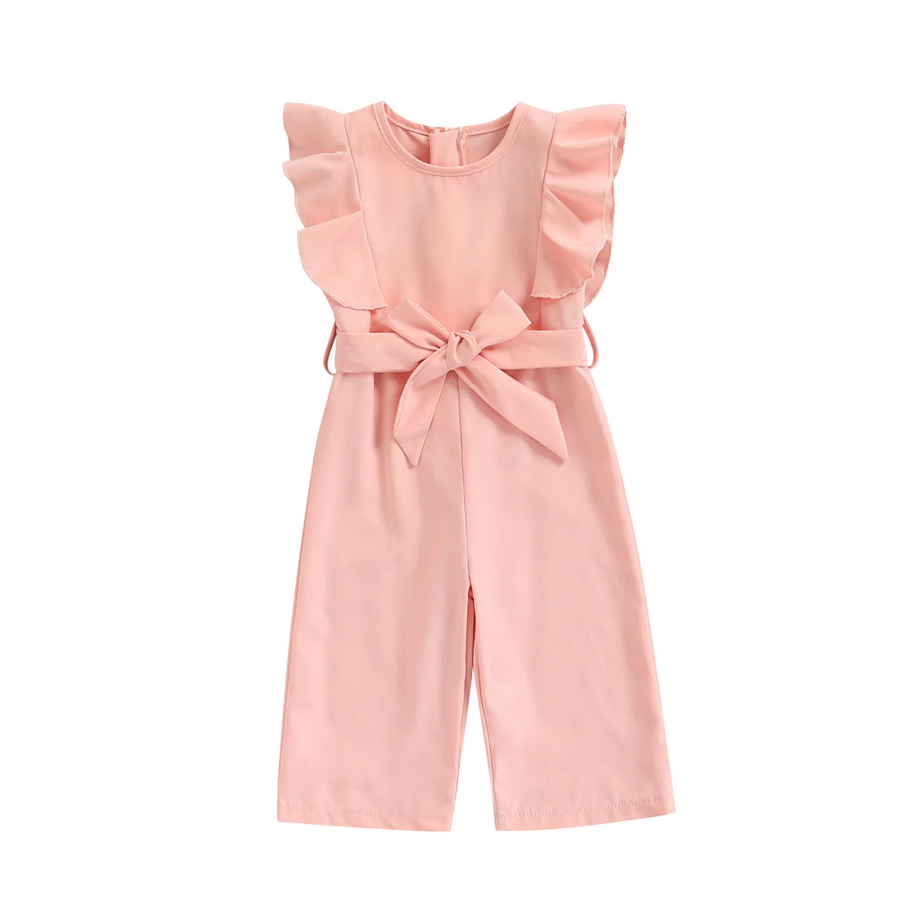 Toddler Girl Off-Shoulder Romper - Solid Color Summer Jumpsuit Ages 1-6