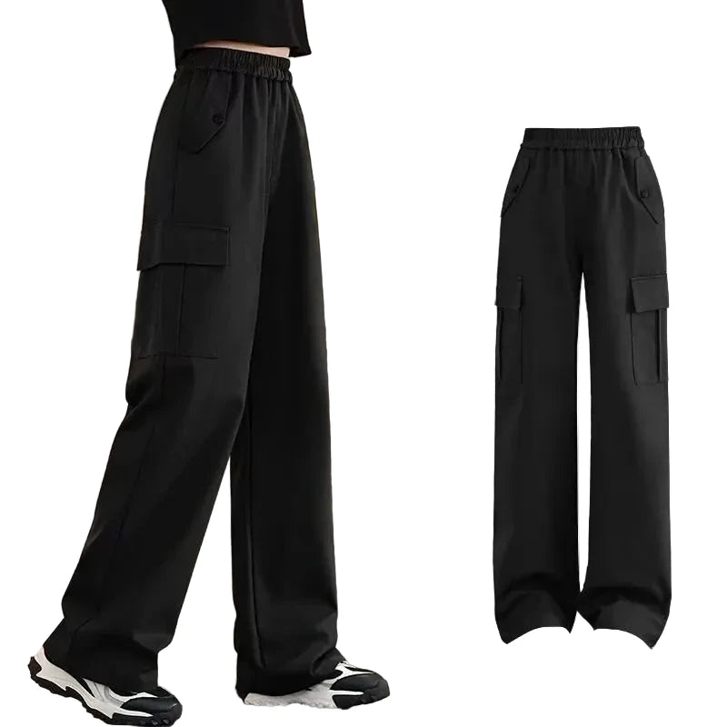 Girls' Cargo Wide Leg Pants - Loose Straight Casual Trousers Ages 7-13