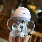 250ml Baby Drinking Cup & Feeding Bottle with Pink Straw Gravity Ball Wide Caliber Handle for Milk & Water