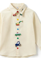 Boys' Japanese Style Cartoon Shirt - Soft Cotton Autumn Winter Top