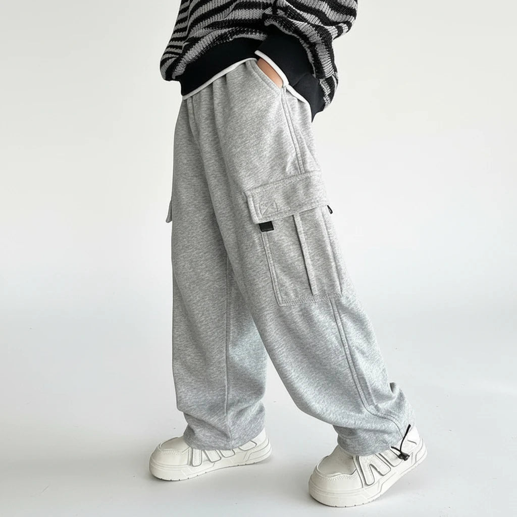 Boys' Casual Sweatpants - Solid Color Trousers Ages 5-14