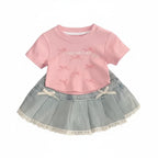 Girls Denim Bow A-Line Skirt - Kidnor