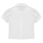 White Cotton Bowknot Blouse - Kidnor