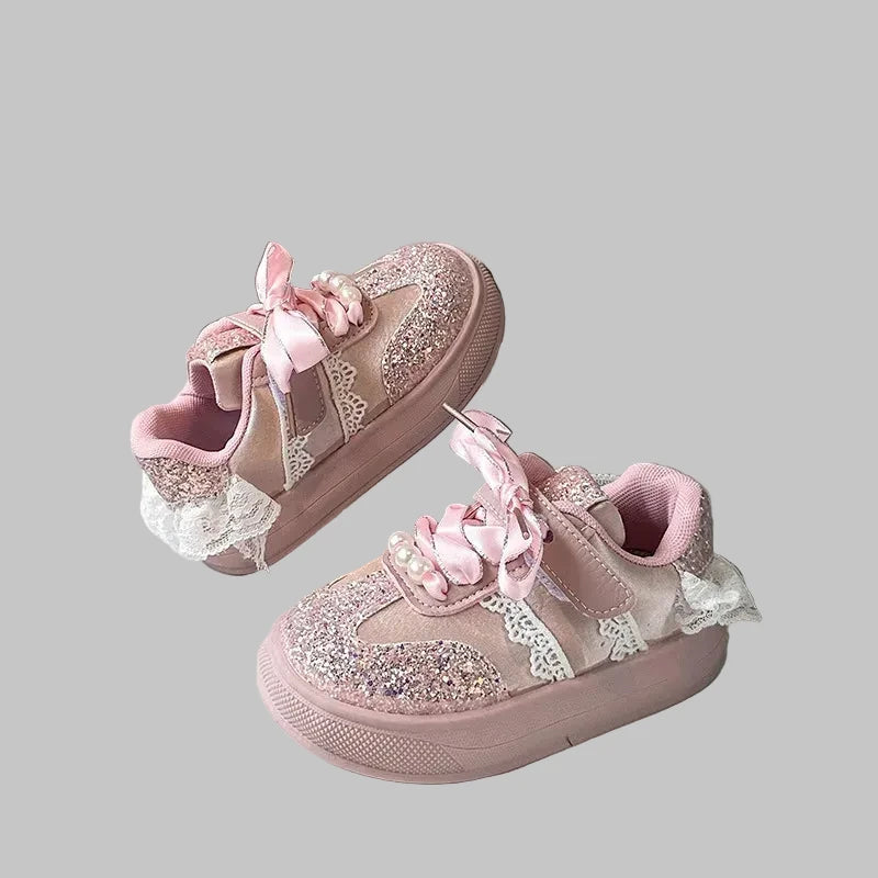 Girls' Sparkling Sneakers - Autumn 2025 Fashion Kids Casual Shoes