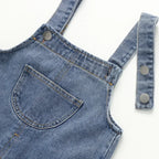 Toddler Denim Overalls - Solid Color Jumpsuit for Kids Ages 1-3