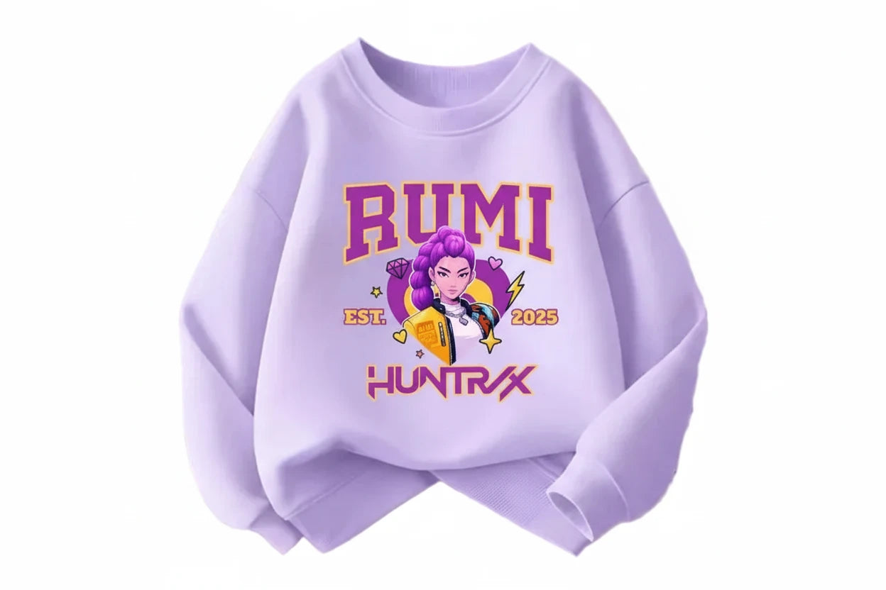 Girls' K-Pop Cartoon Sweatshirt - Long Sleeve Pullover Ages 0-10