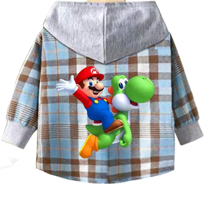 Stitch Hooded Plaid Shirt Jacket - Kidnor
