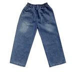 Kids Wide Leg Denim Jeans - Elastic Waist Straight Trousers (3-16 Years)