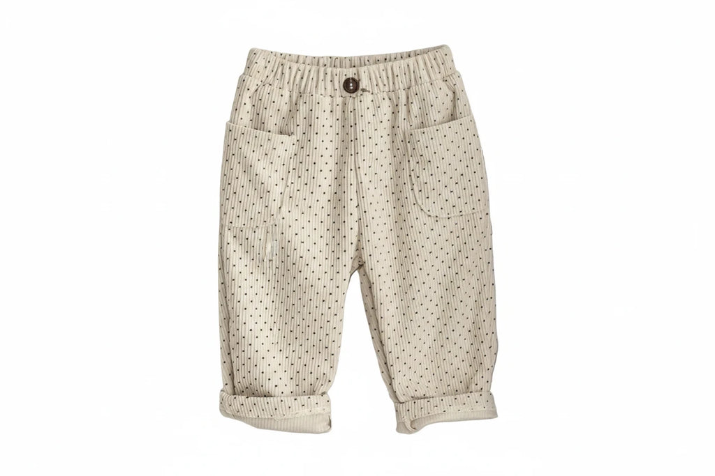Kids Dot Print Corduroy Pants - Loose Fit Casual Trousers