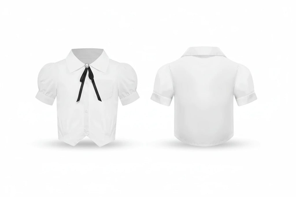 White Cotton Bowknot Blouse - Kidnor