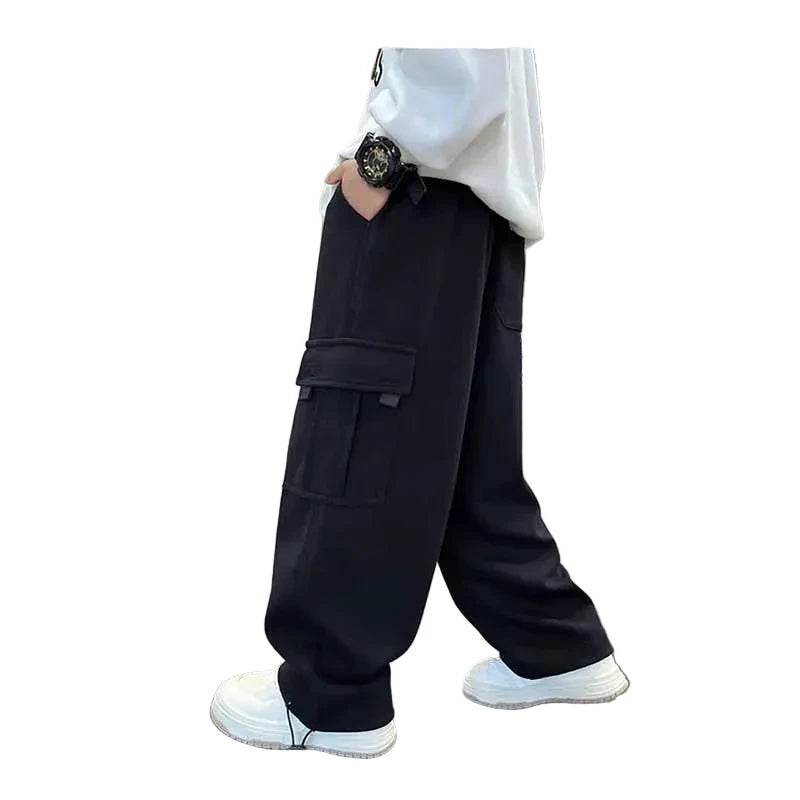 Boys' Casual Sweatpants - Solid Color Trousers Ages 5-14
