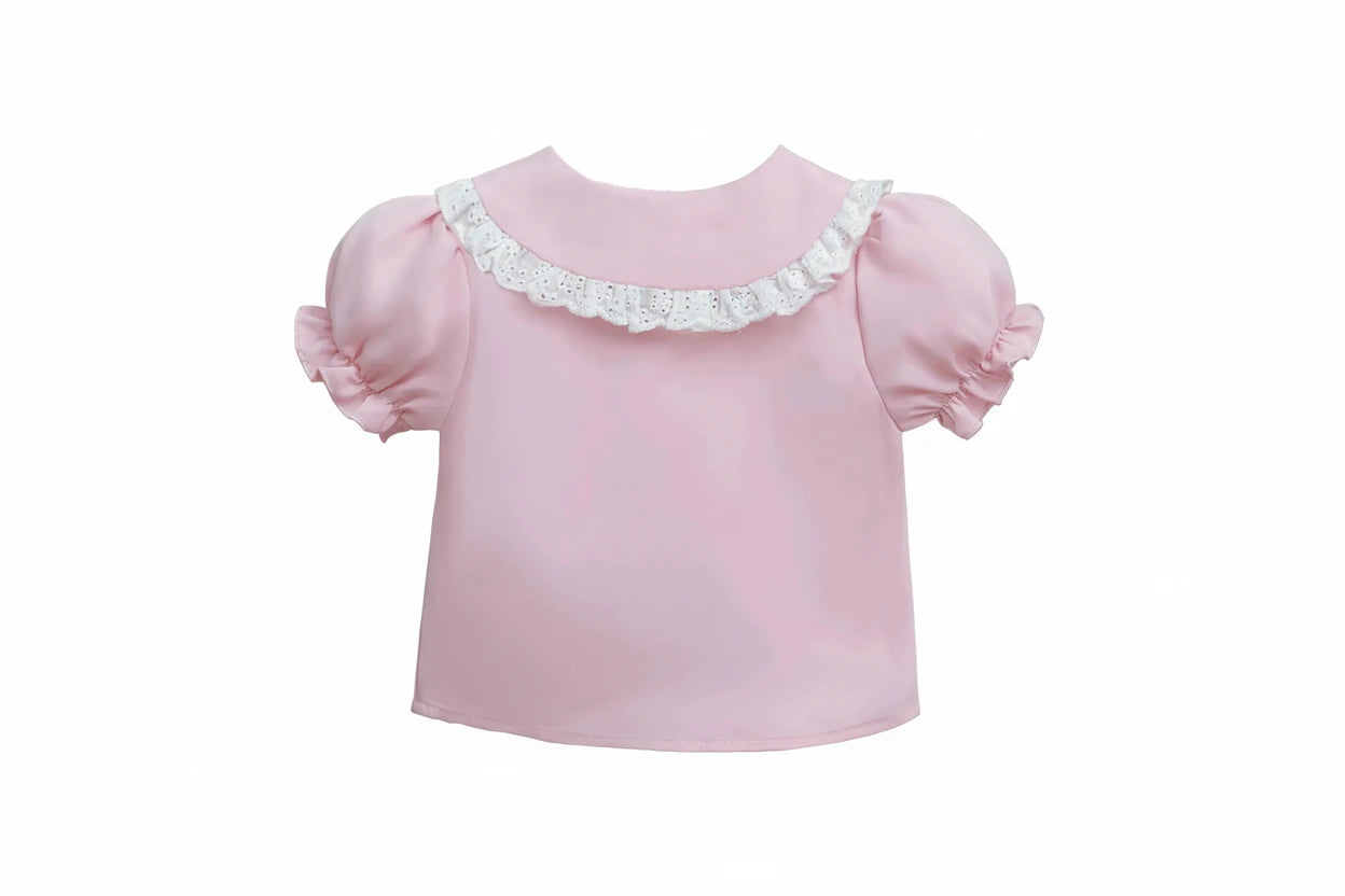 Lace Trim Peter Pan Collar Blouse - Kidnor