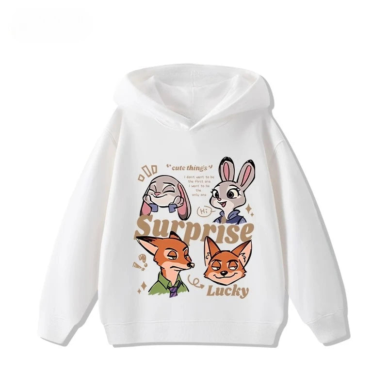 Kids' Zootopia Character Hoodie - Judy & Nick Cartoon Pullover Ages 1-12