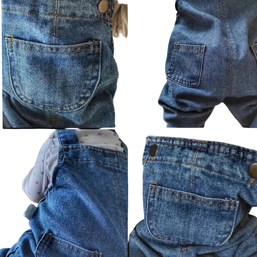 Toddler Denim Overalls - Solid Color Jumpsuit for Kids Ages 1-3