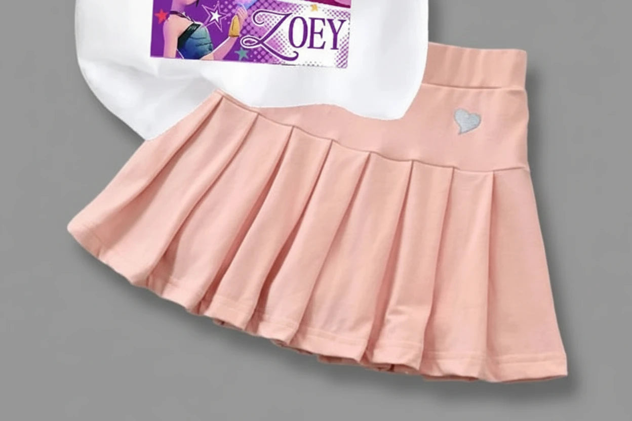 Kpop Demon Hunters Girls T-Shirt & Skirt Set - Kawaii Cartoon Summer Outfit