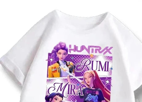 Kpop Demon Hunters Girls T-Shirt & Skirt Set - Kawaii Cartoon Summer Outfit