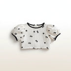 Summer Short Sleeve Shirt Top & Floral Skirt 2PCS Set