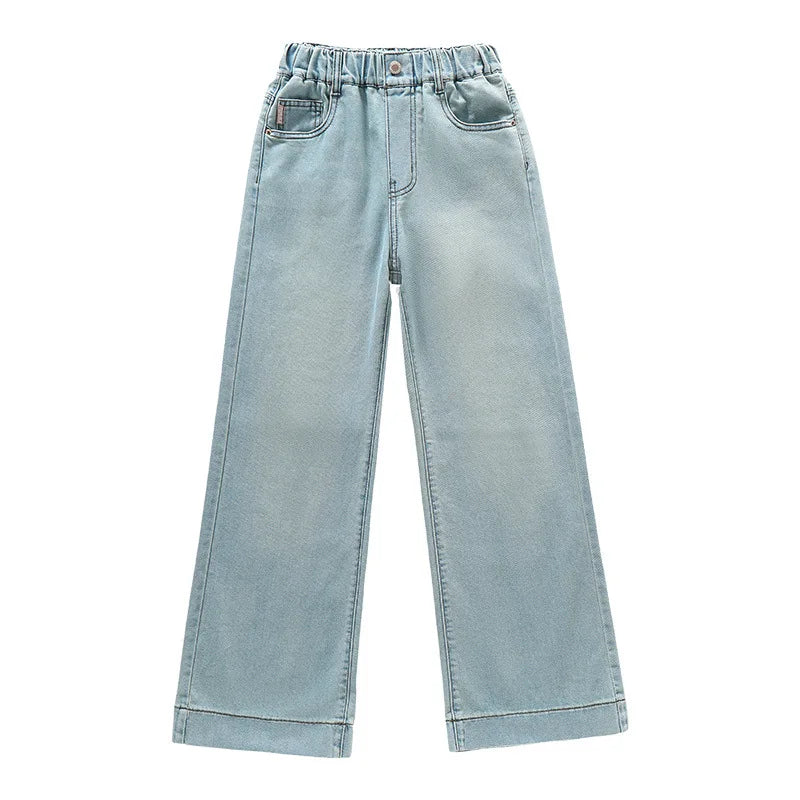 Girls Bow Pocket Jeans - Wide-Leg Denim 4-15Y - Kidnor