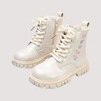 Leather Side Zipper Short Boots - Kidnor