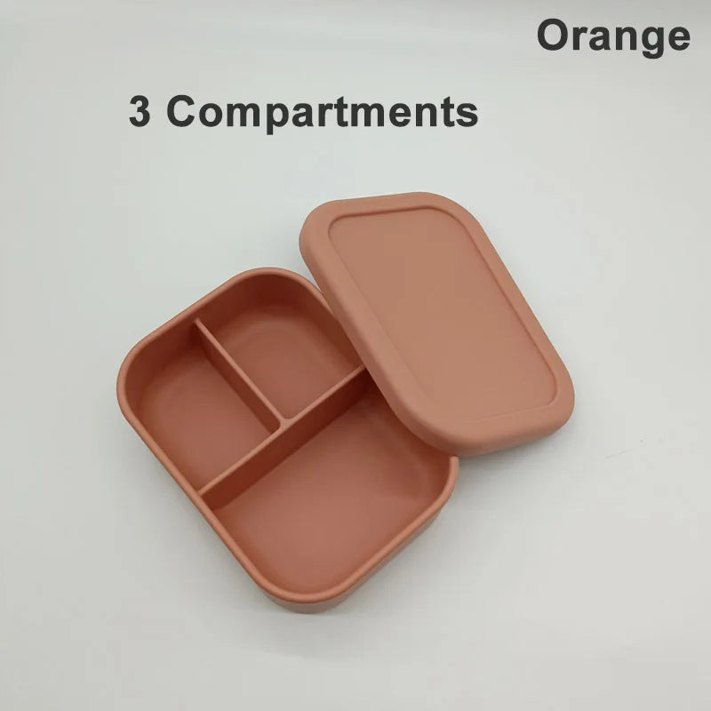 Personalized Name Lunch Box 3 Compartment Silicone Bento Box Portable Leak Proof Microwave Oven Lunch Box Picnic Food Container